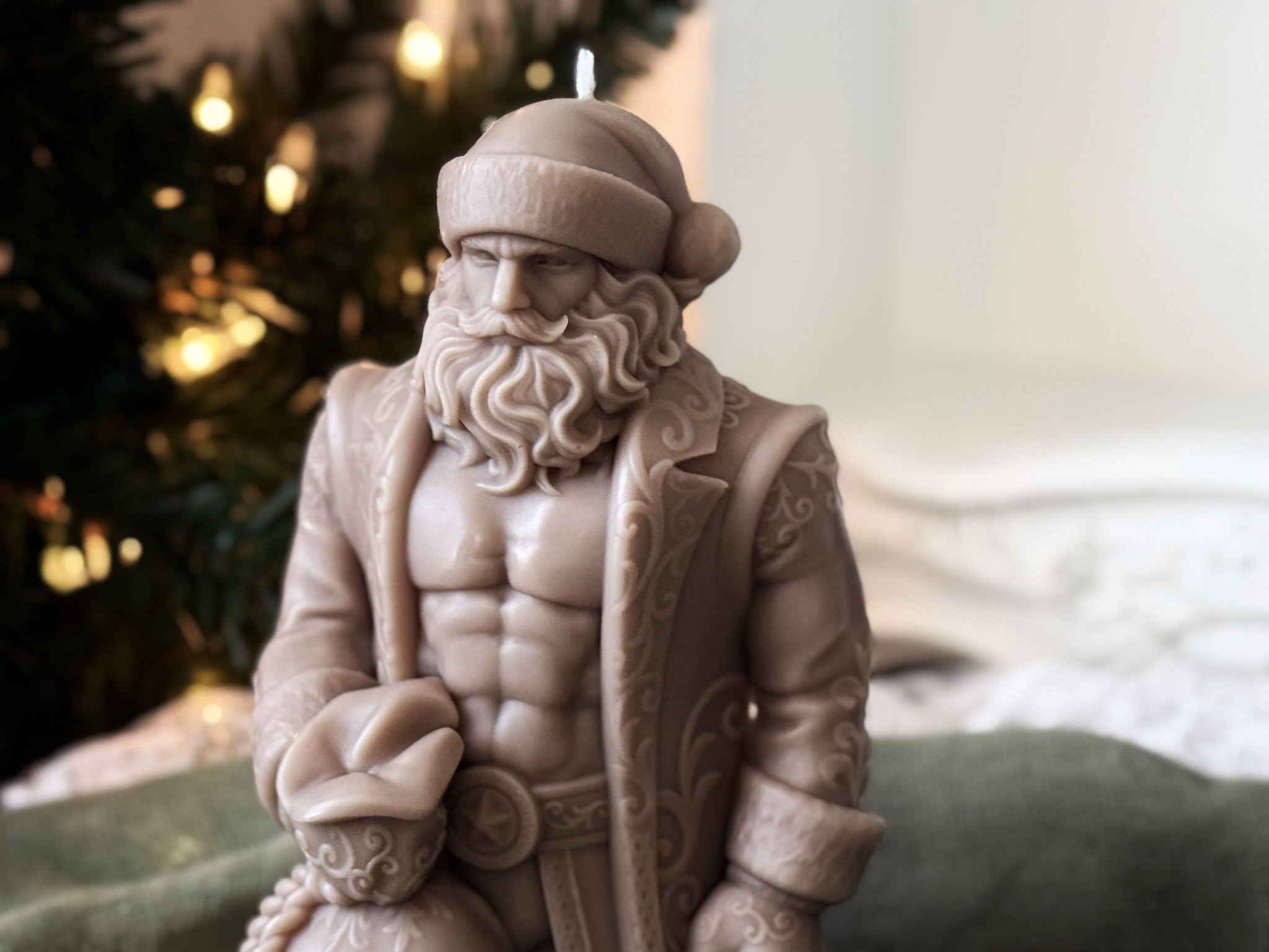 Muscular Santa Soy Wax Candle | Funny Christmas Gift, Holiday Decor