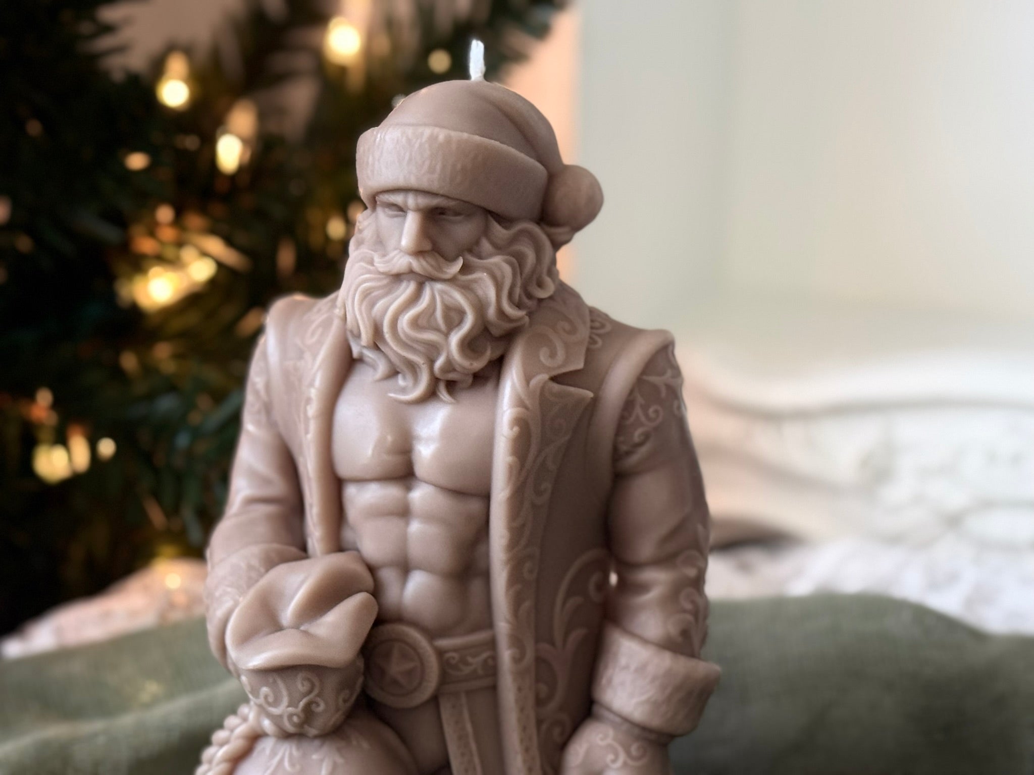 Muscular Santa Soy Wax Candle | Funny Christmas Gift, Holiday Decor