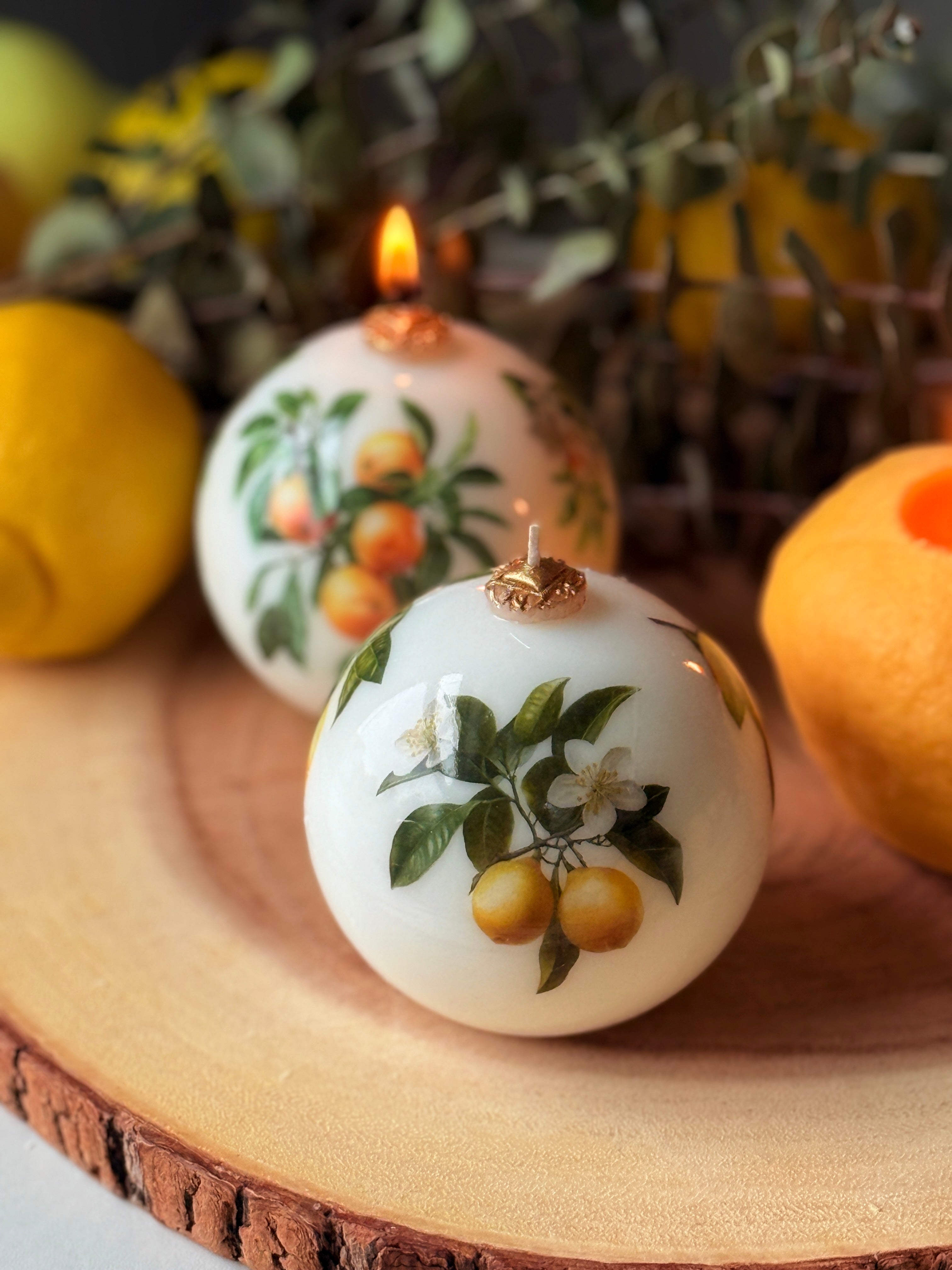 Lemon Scented Soy Beeswax Candle: Italian Summer Decor