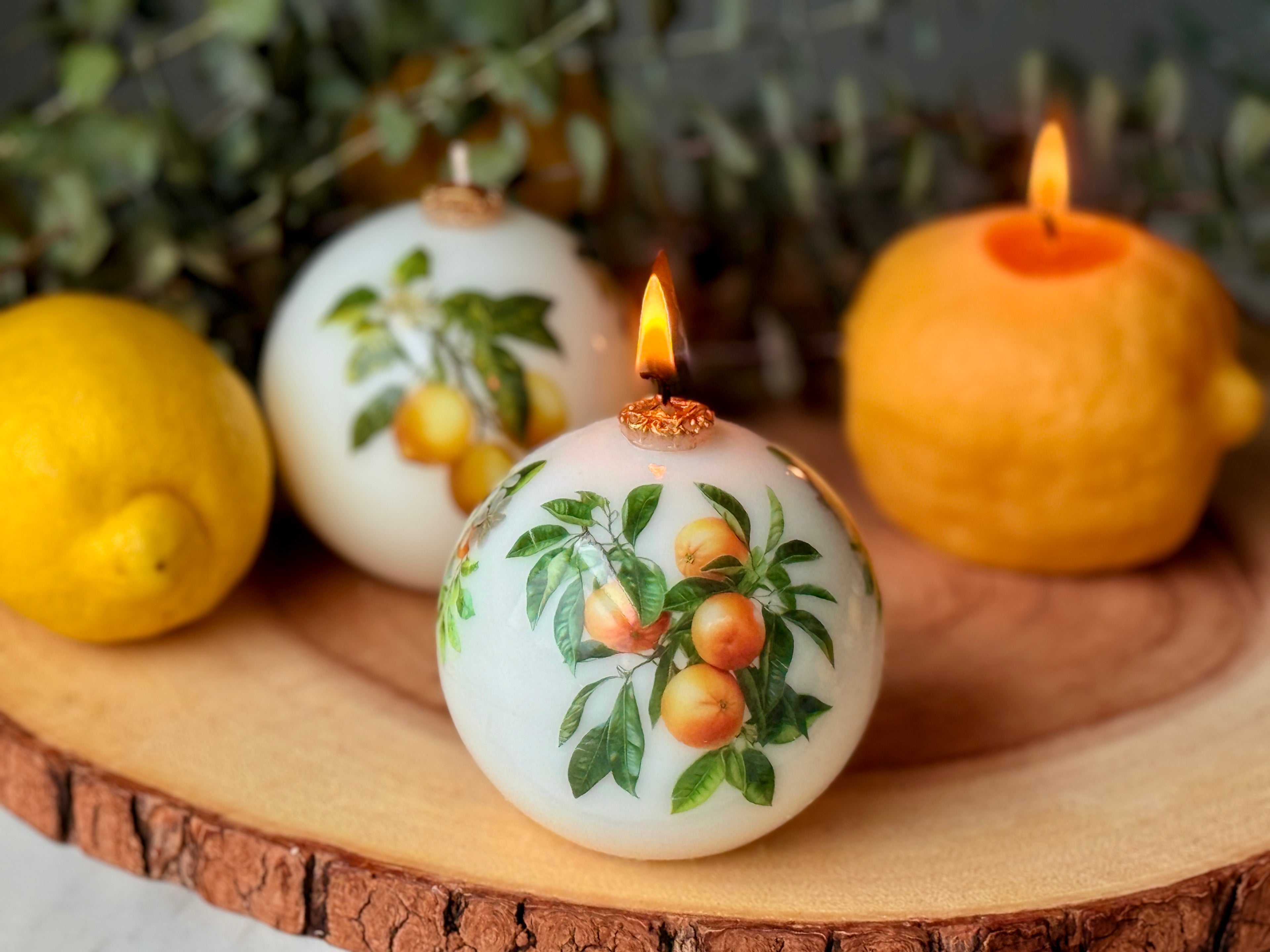 Lemon Scented Soy Beeswax Candle: Italian Summer Decor