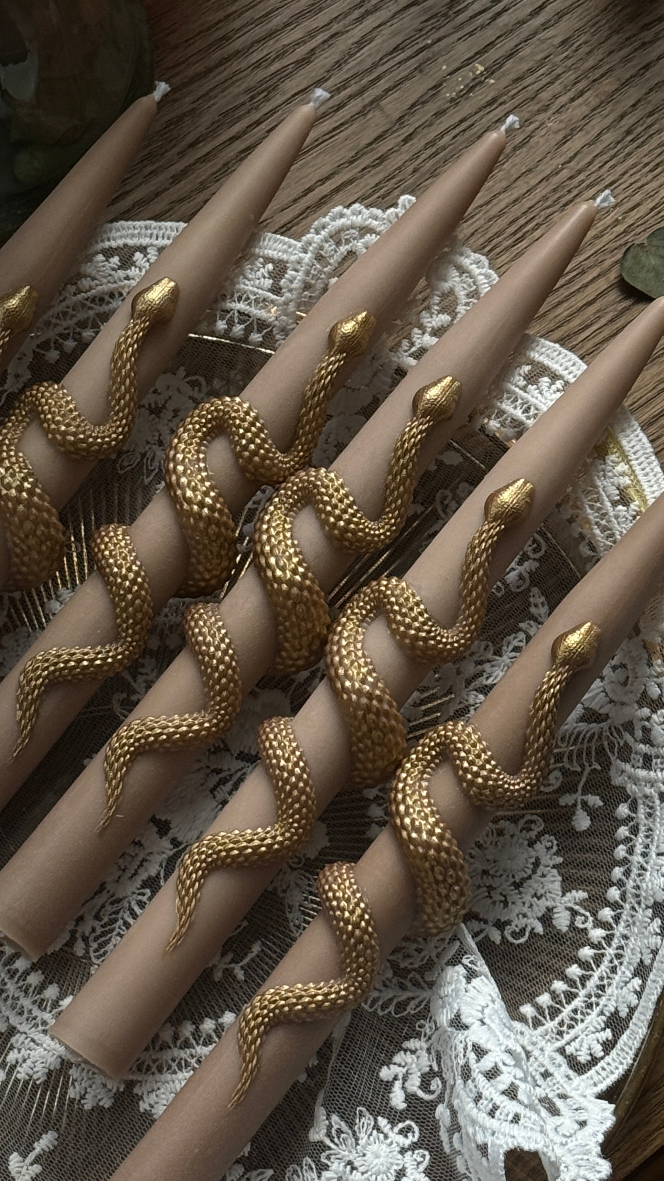 Snake Taper Candles (Set of 2): Gothic Halloween Decor, Witchy decor Gifts, fall candle