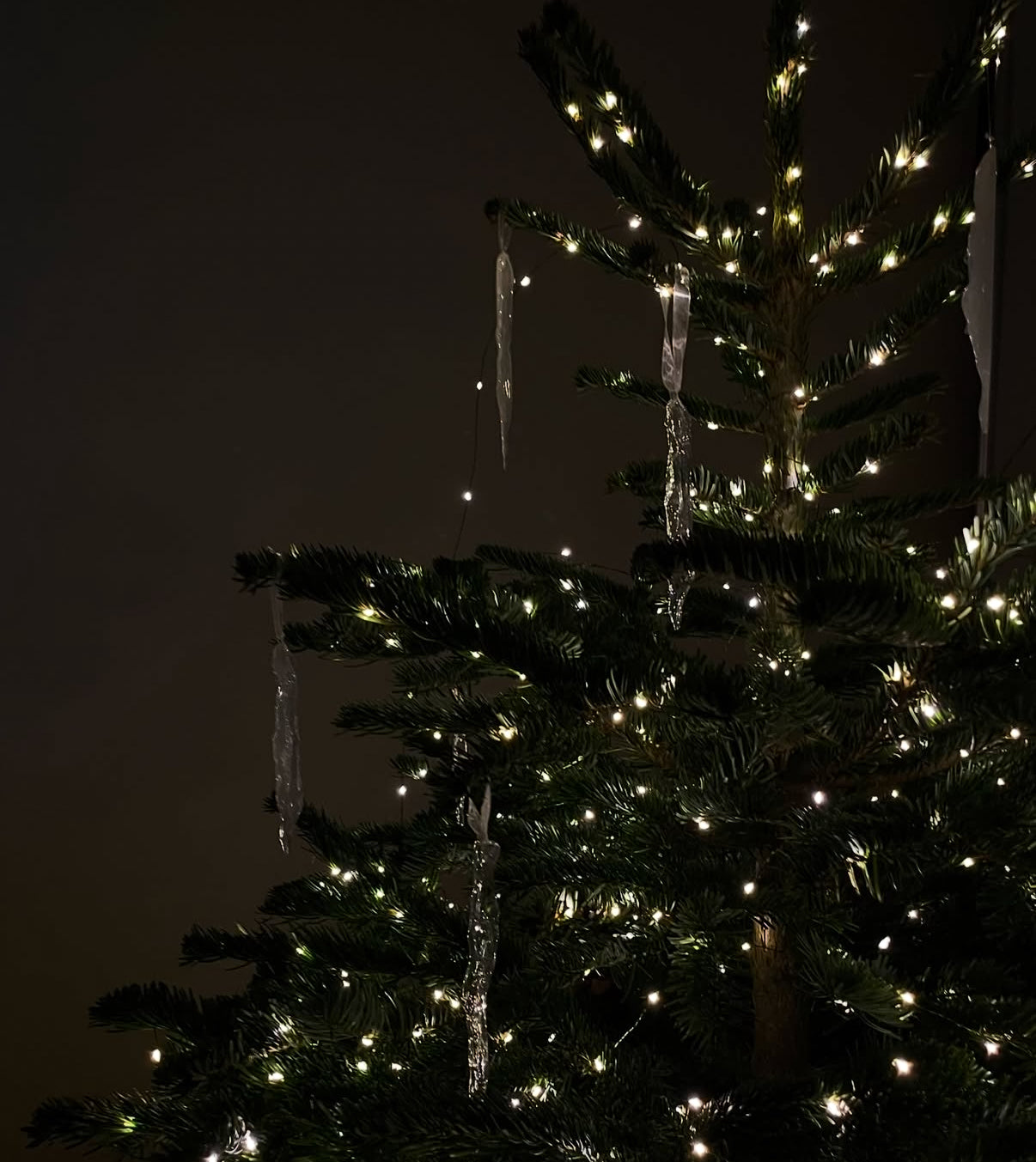 Set of 3 Icicle Christmas Ornaments: Realistic Ice Look, Winter Holiday Decor