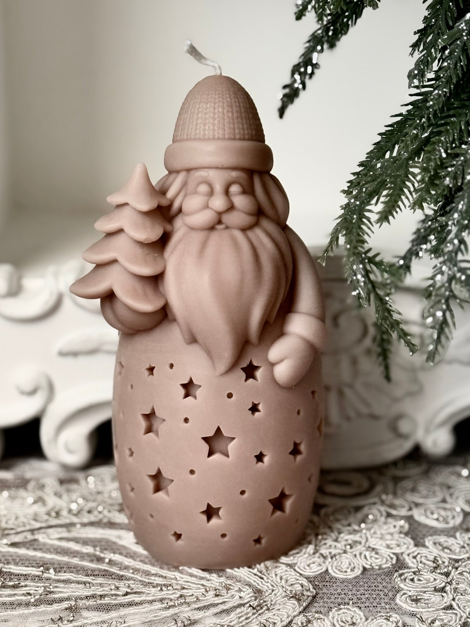 Santa Christmas Candle | Unique Soy Wax Santa | Holiday Winter Decor Gift
