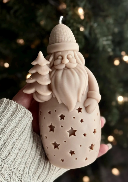 Santa Christmas Candle | Unique Soy Wax Santa | Holiday Winter Decor Gift
