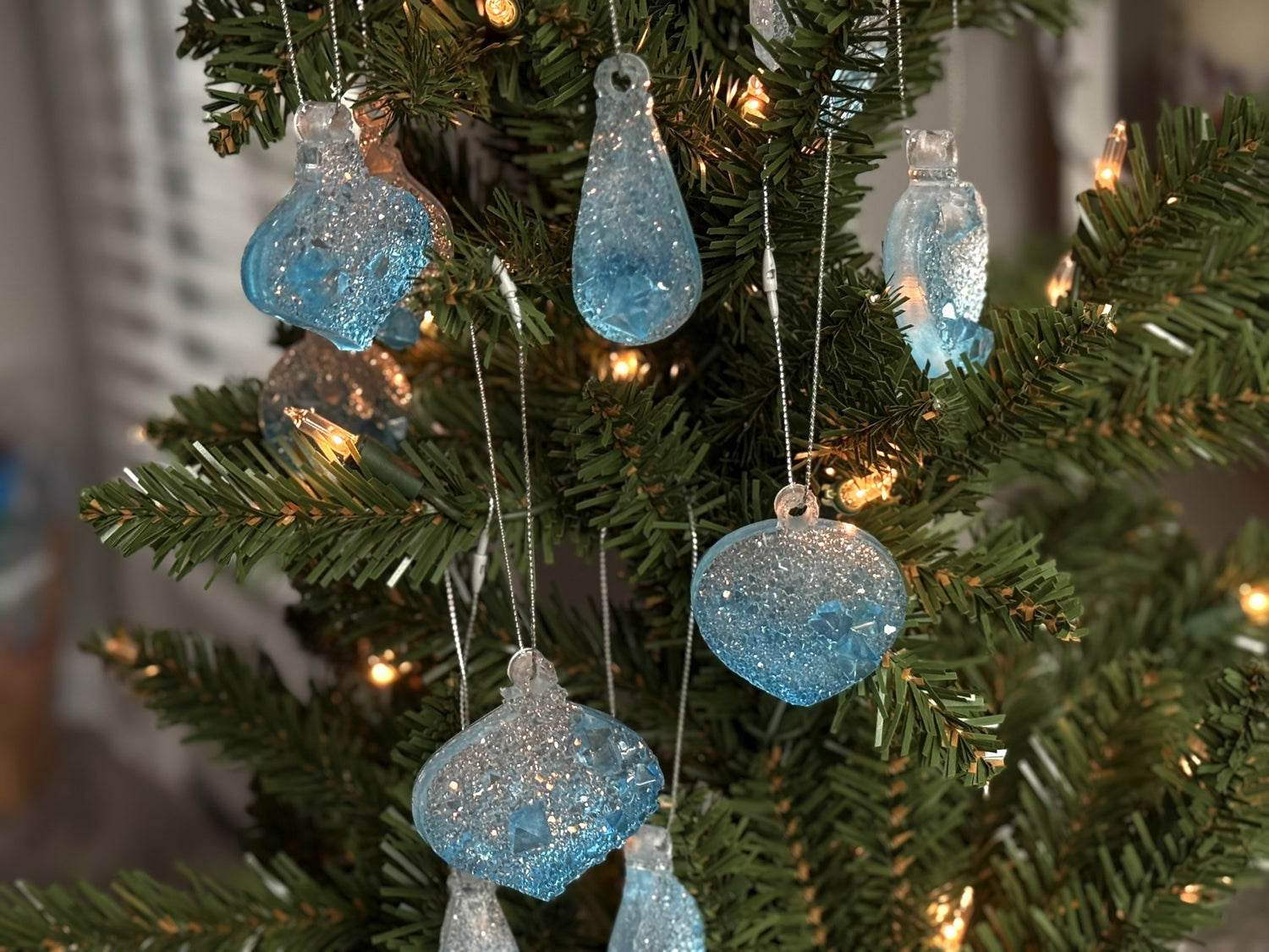 Sparkling Resin Christmas Tree Ornaments: Winter Sparkle Collection