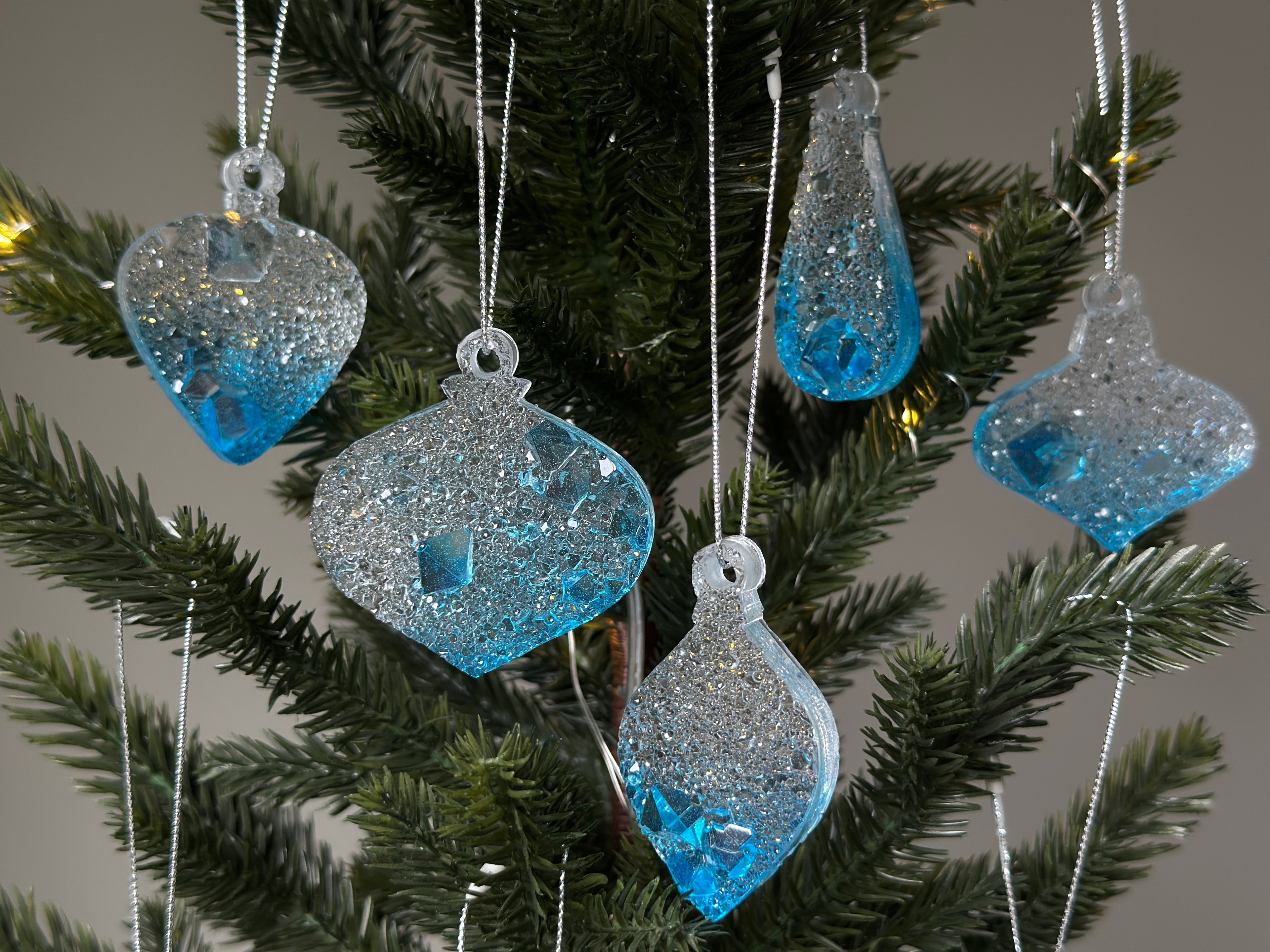 Sparkling Resin Christmas Tree Ornaments: Winter Sparkle Collection