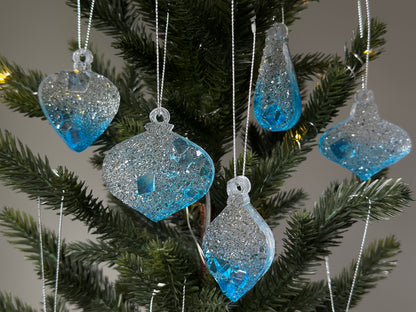 Sparkling Resin Christmas Tree Ornaments: Winter Sparkle Collection