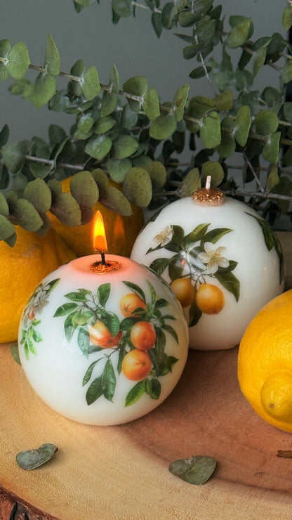 Lemon Scented Soy Beeswax Candle: Italian Summer Decor