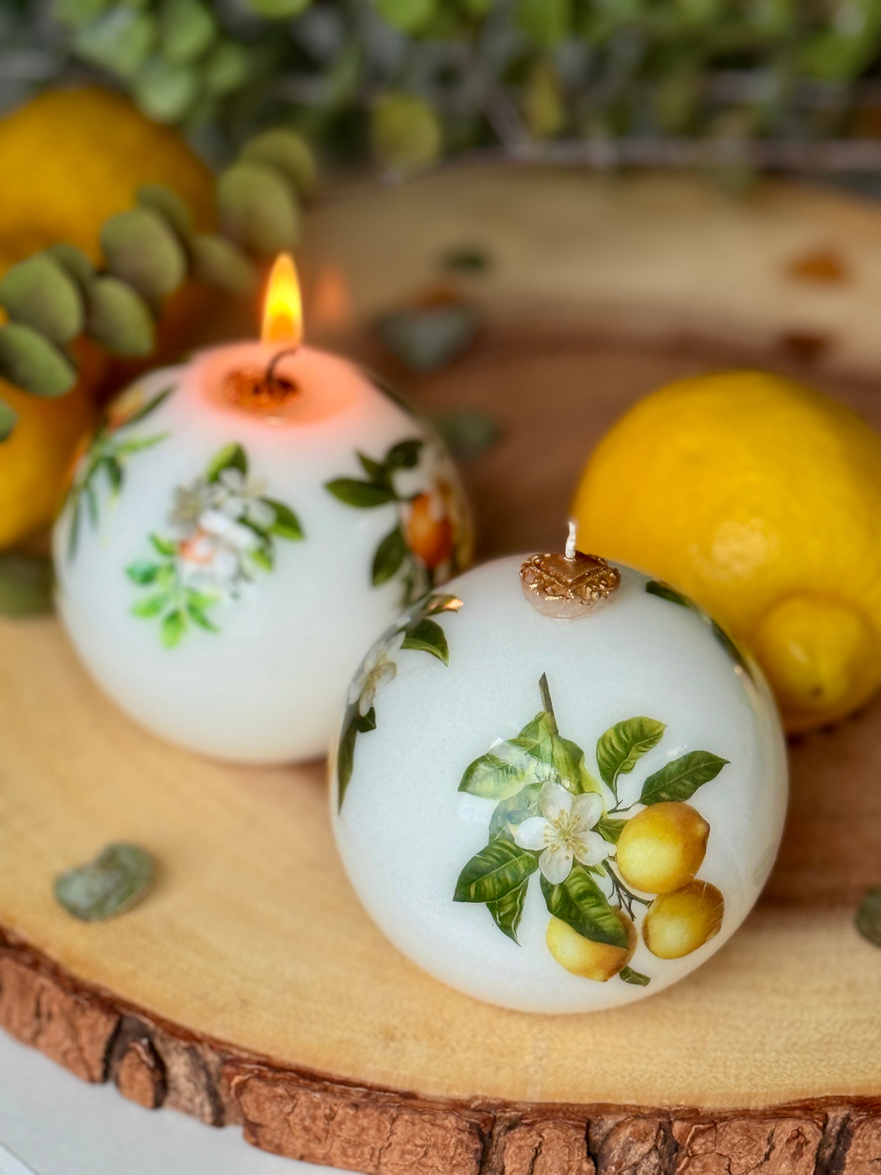 Lemon Scented Soy Beeswax Candle: Italian Summer Decor