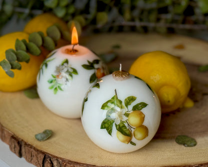 Lemon Scented Soy Beeswax Candle: Italian Summer Decor