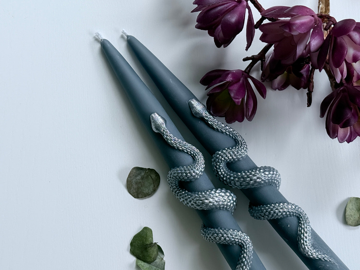 Snake Taper Candles (Set of 2): Gothic Halloween Decor, Witchy decor Gifts, fall candle