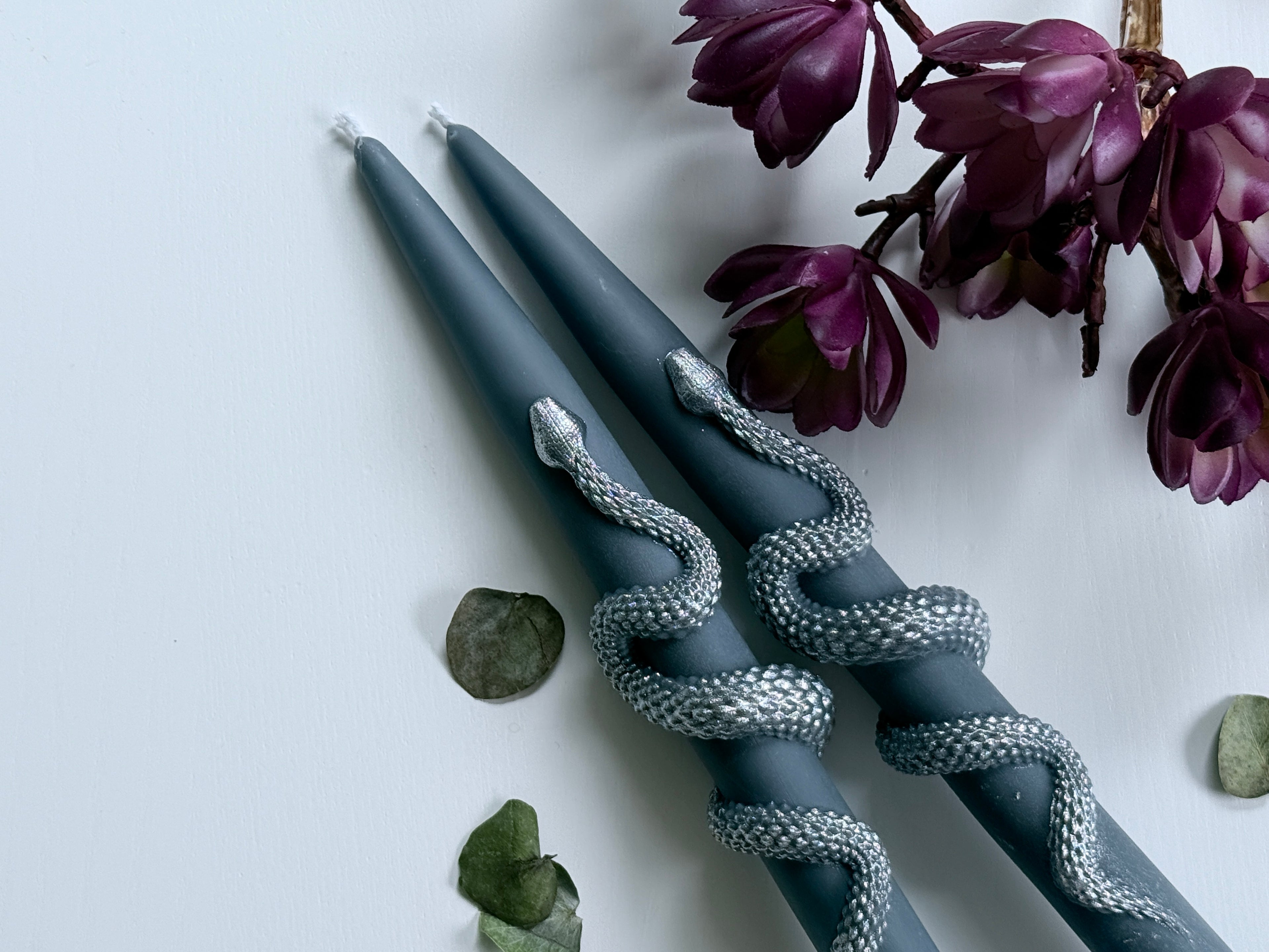 Snake Taper Candles (Set of 2): Gothic Halloween Decor, Witchy decor Gifts, fall candle
