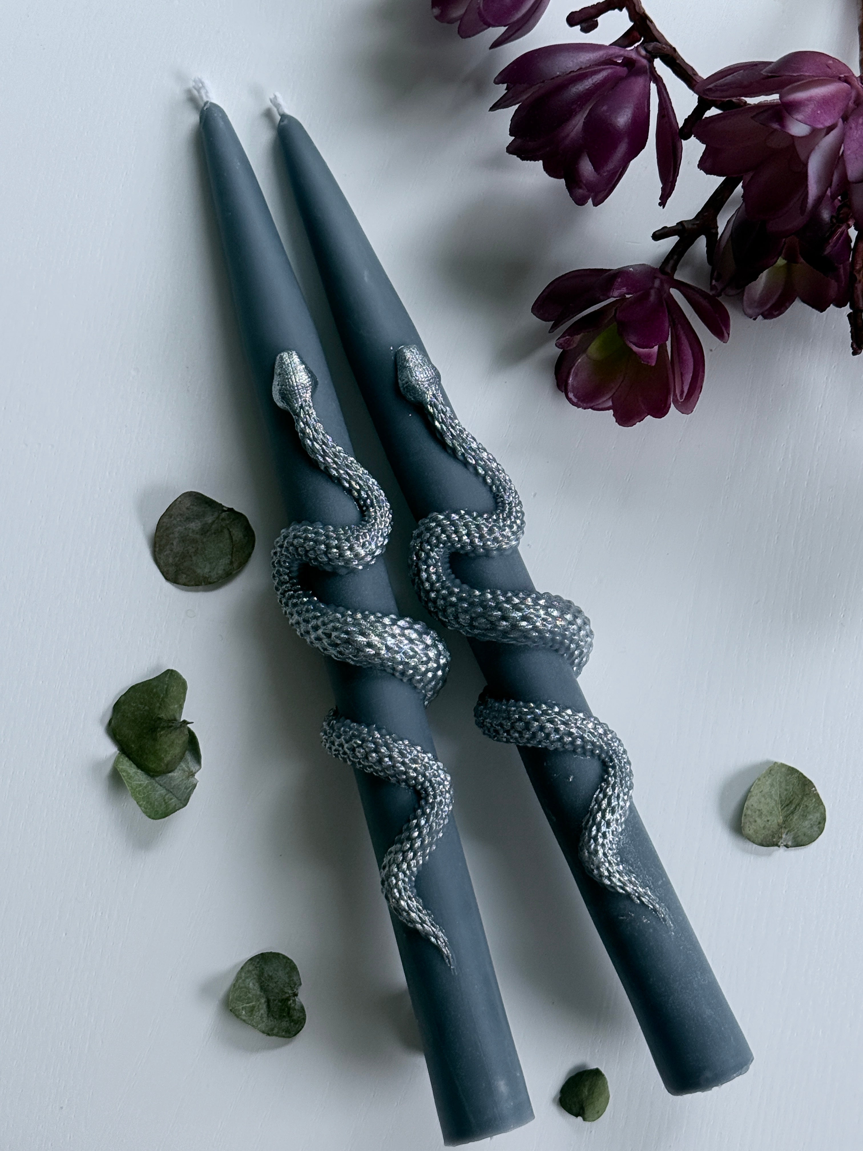 Snake Taper Candles (Set of 2): Gothic Halloween Decor, Witchy decor Gifts, fall candle
