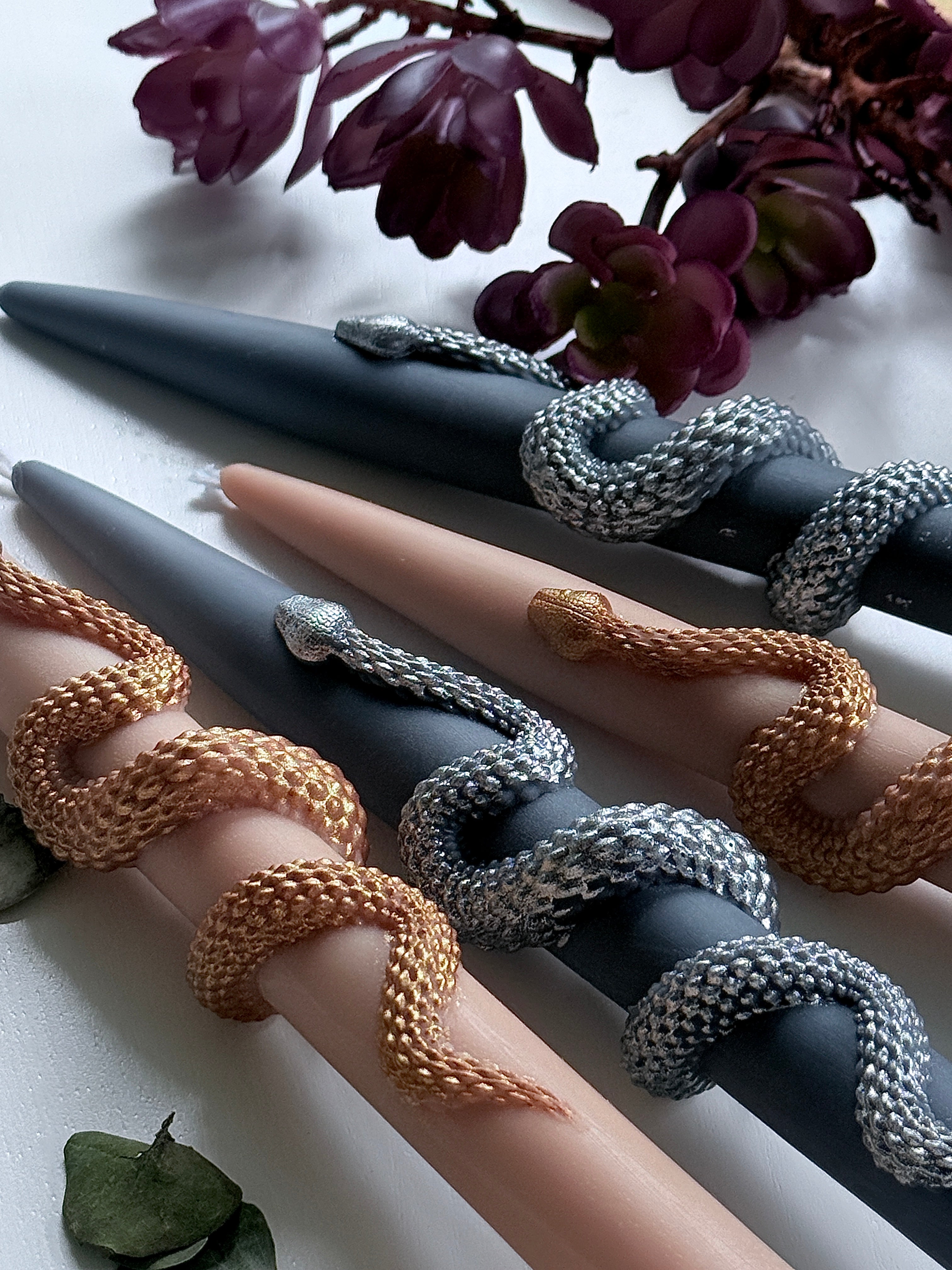 Snake Taper Candles (Set of 2): Gothic Halloween Decor, Witchy decor Gifts, fall candle