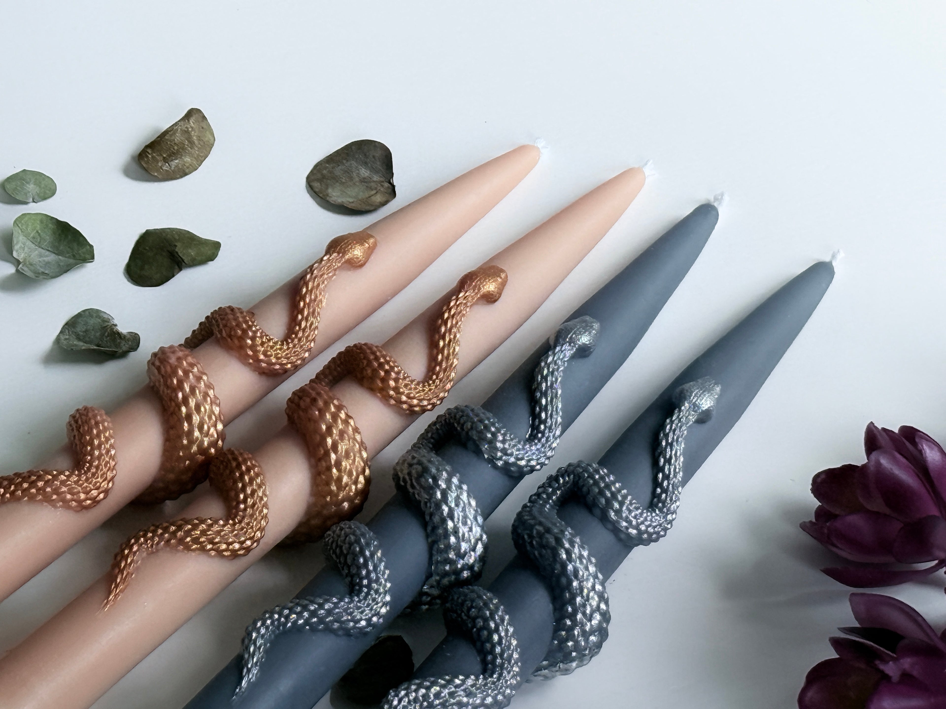 Snake Taper Candles (Set of 2): Gothic Halloween Decor, Witchy decor Gifts, fall candle