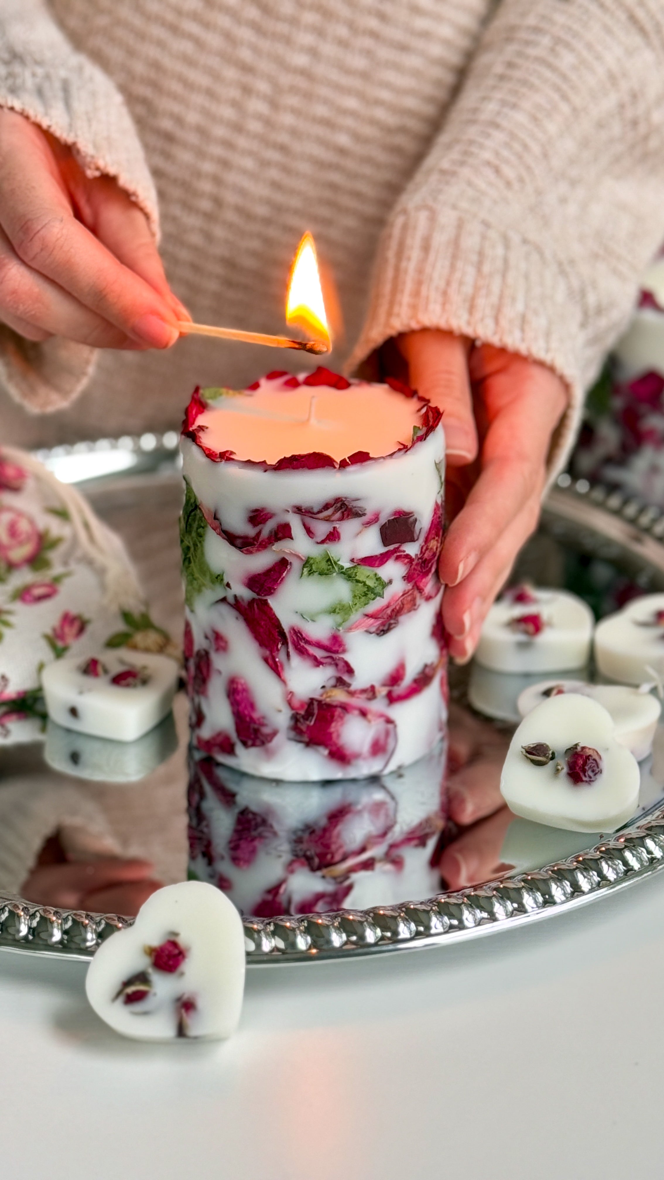Unique Rose Candle for Mom | Best Gifts for Her | Mother's Day Candle Gift | Pillar Candle | Aesthetic Room Decor