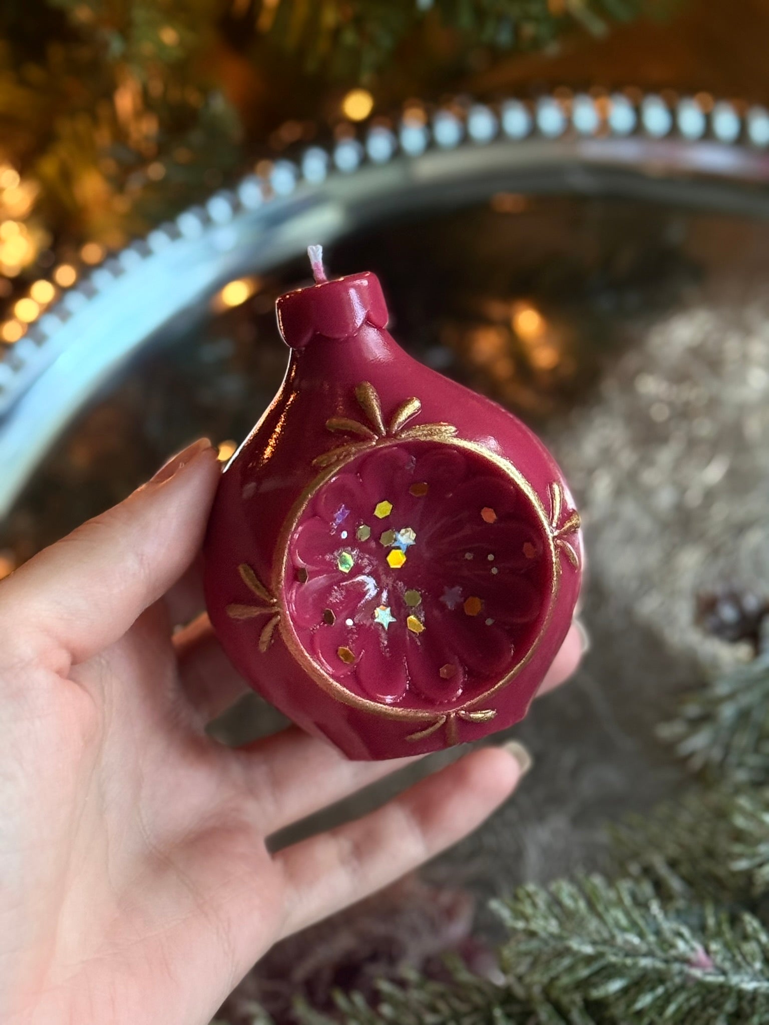Vintage Style Reflector Christmas Candle: Handmade Holiday Decor