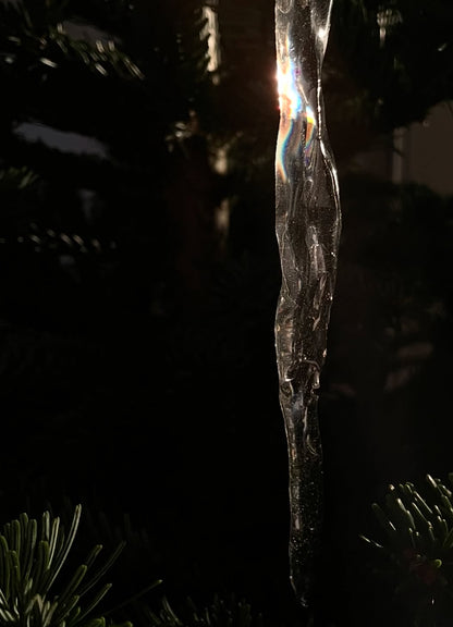 Set of 3 Icicle Christmas Ornaments: Realistic Ice Look, Winter Holiday Decor