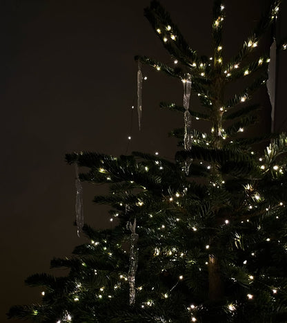 Set of 3 Icicle Christmas Ornaments: Realistic Ice Look, Winter Holiday Decor