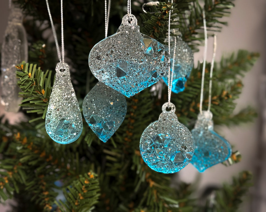Sparkling Resin Christmas Tree Ornaments: Winter Sparkle Collection