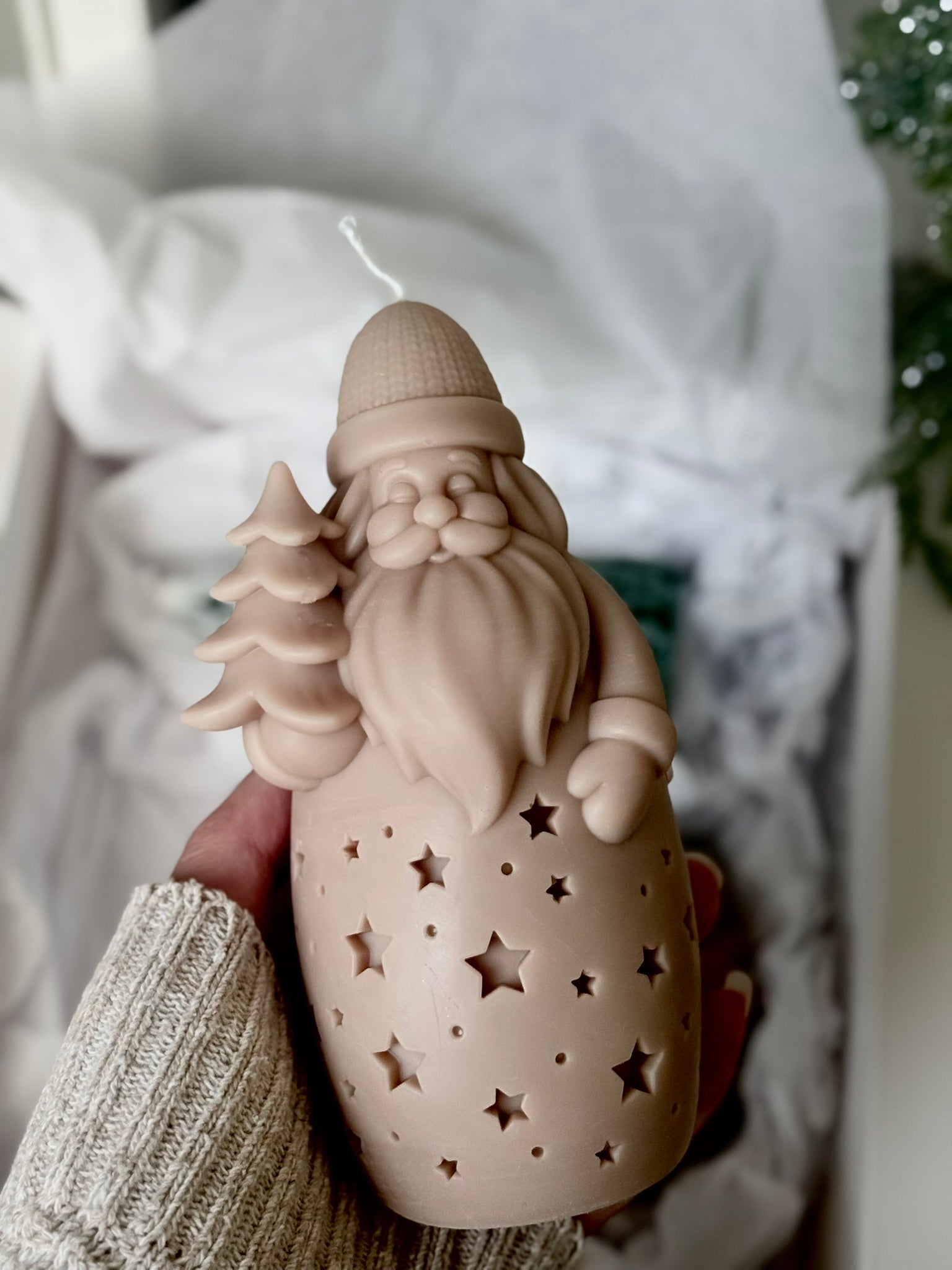 Santa Christmas Candle | Unique Soy Wax Santa | Holiday Winter Decor Gift