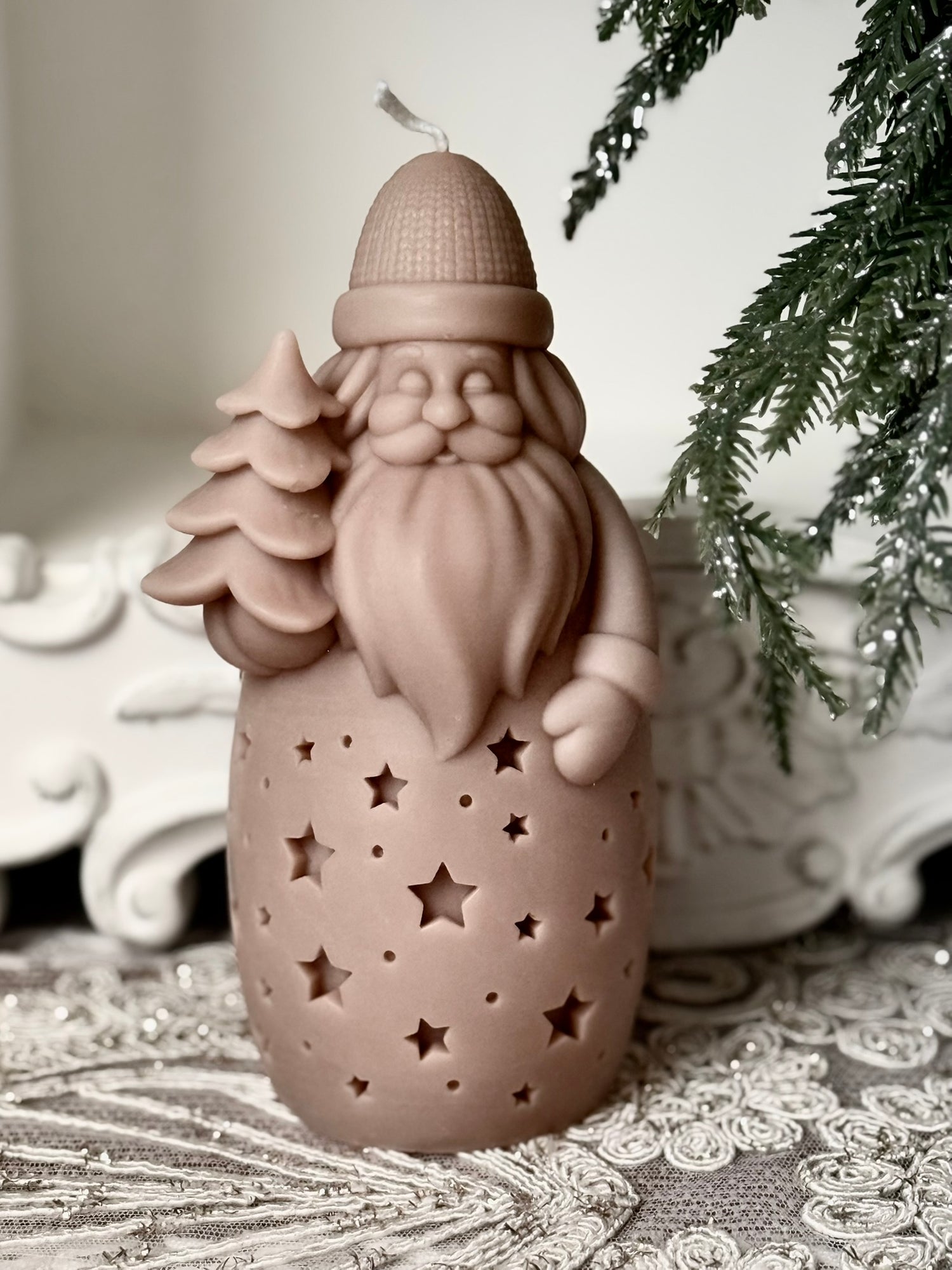 Santa Christmas Candle | Unique Soy Wax Santa | Holiday Winter Decor Gift