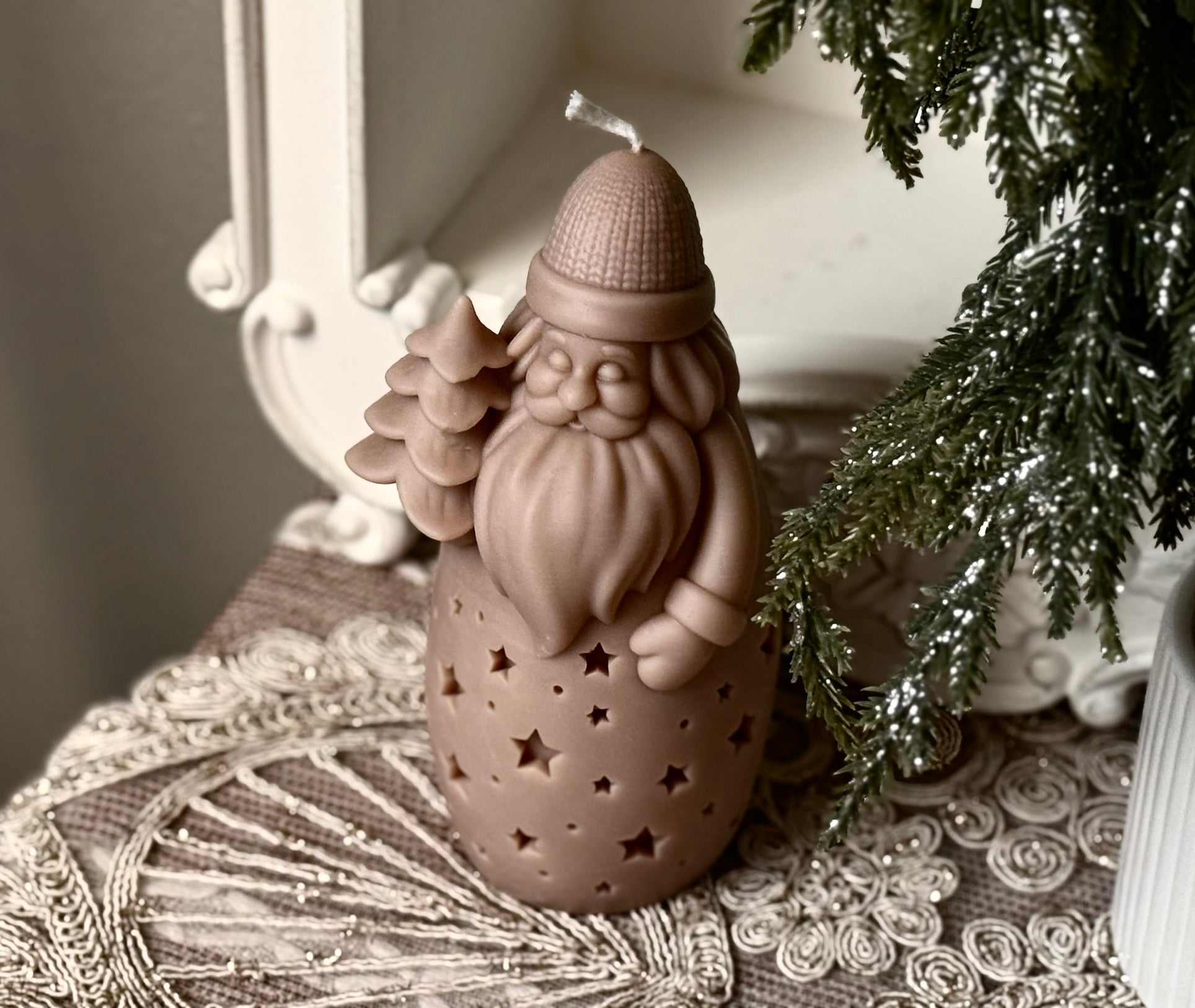Santa Christmas Candle | Unique Soy Wax Santa | Holiday Winter Decor Gift