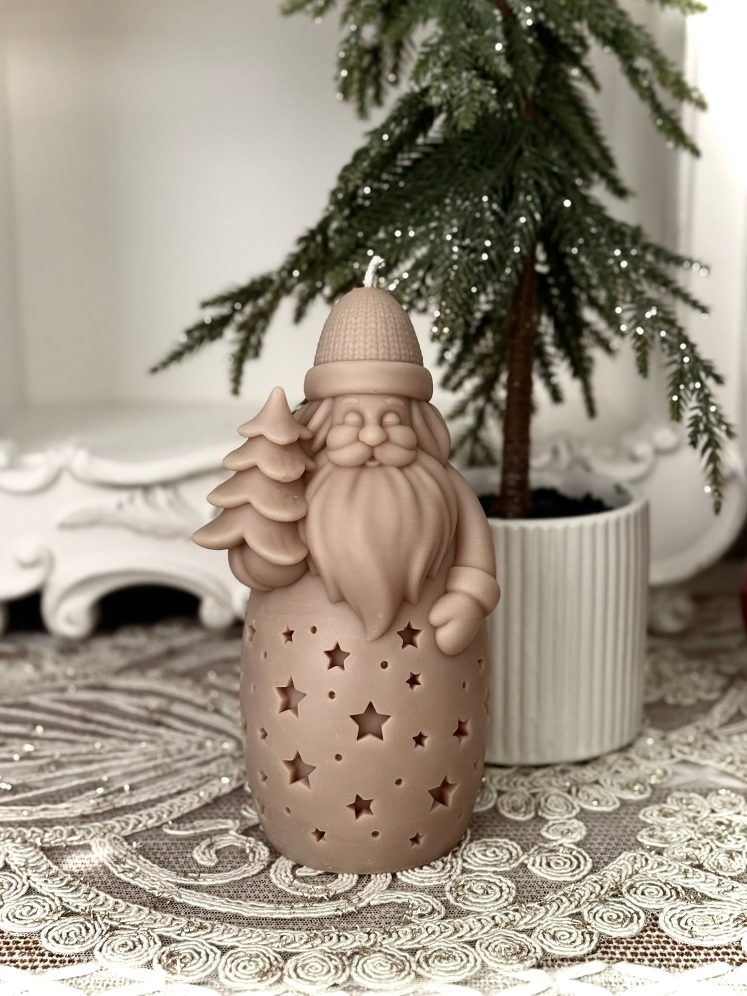 Santa Christmas Candle | Unique Soy Wax Santa | Holiday Winter Decor Gift