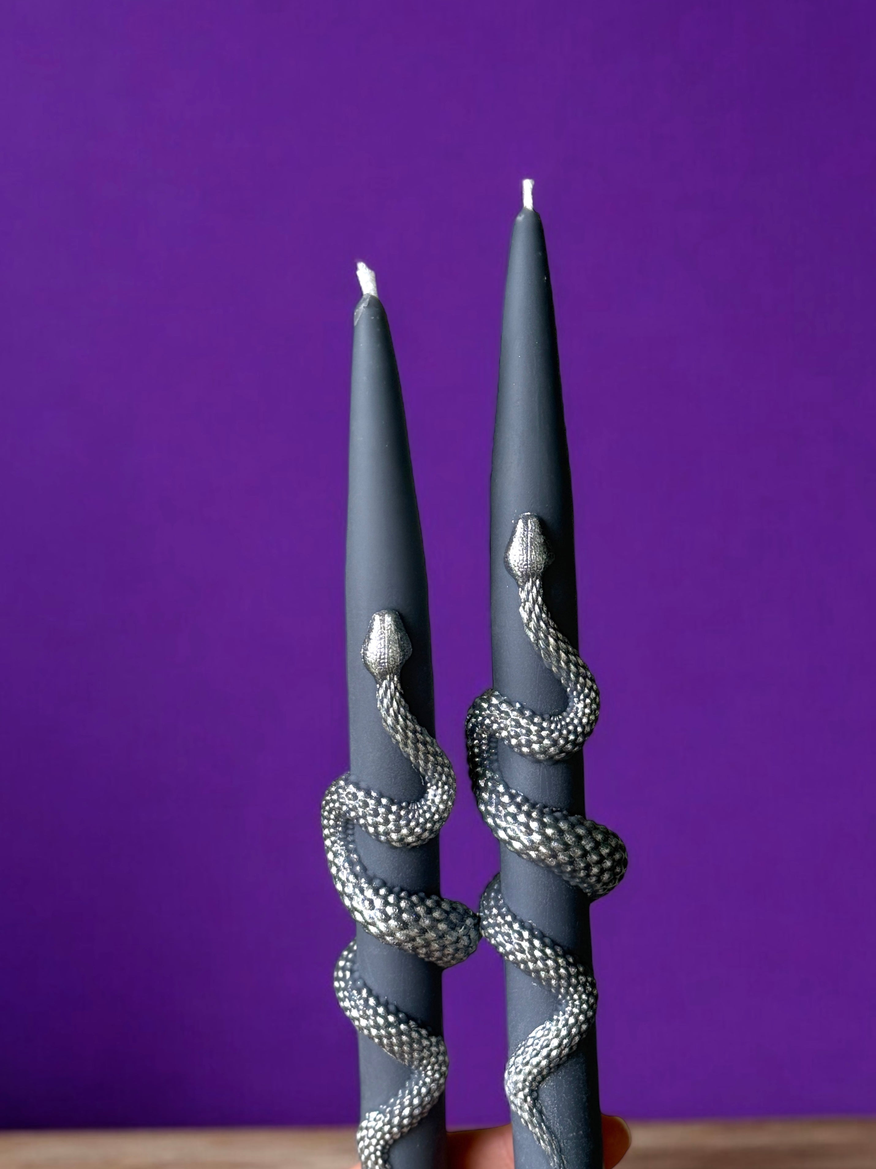 Snake Taper Candles (Set of 2): Gothic Halloween Decor, Witchy decor Gifts, fall candle