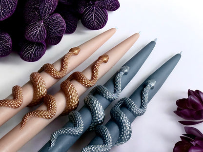 Snake Taper Candles (Set of 2): Gothic Halloween Decor, Witchy decor Gifts, fall candle
