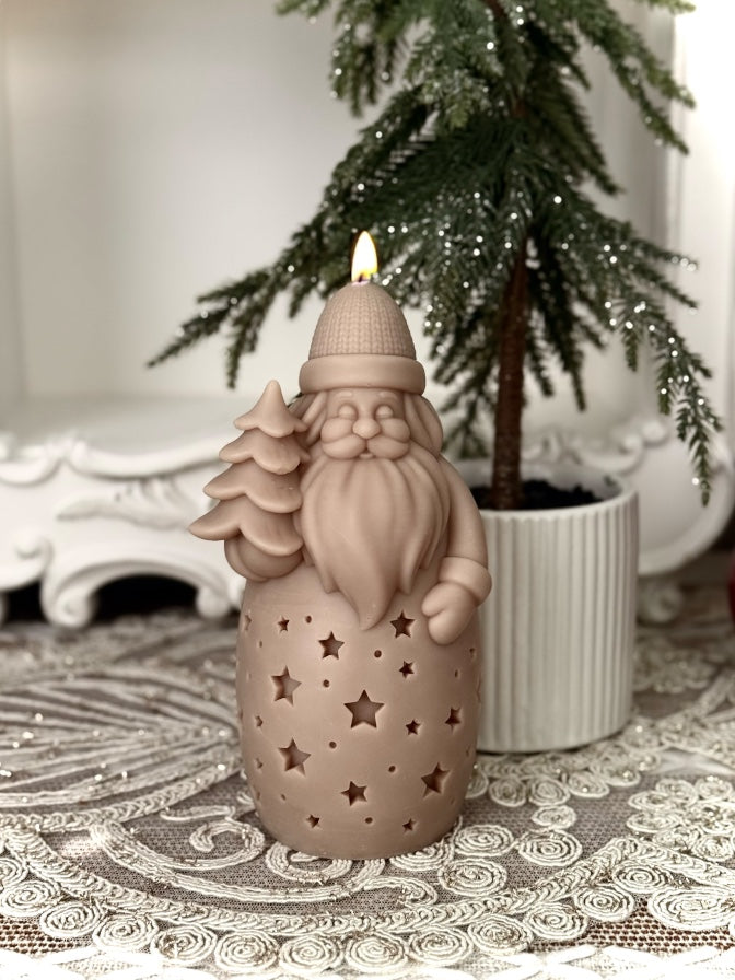 Santa Christmas Candle | Unique Soy Wax Santa | Holiday Winter Decor Gift