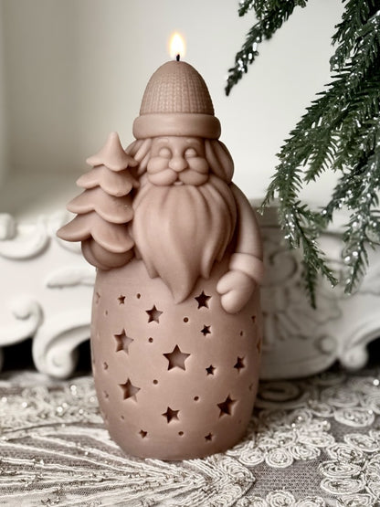 Santa Christmas Candle | Unique Soy Wax Santa | Holiday Winter Decor Gift