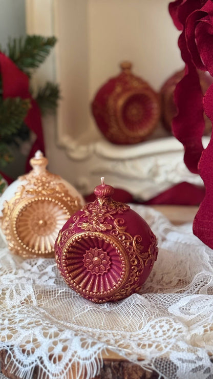 Renaissance Ornament Candle | Vintage Christmas Gift | Holiday Decor Ball