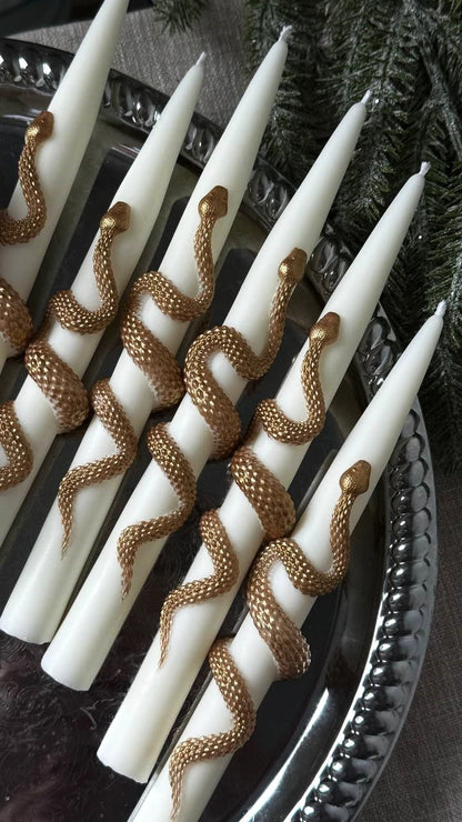 Snake Taper Candles (Set of 2): Gothic Halloween Decor, Witchy decor Gifts, fall candle