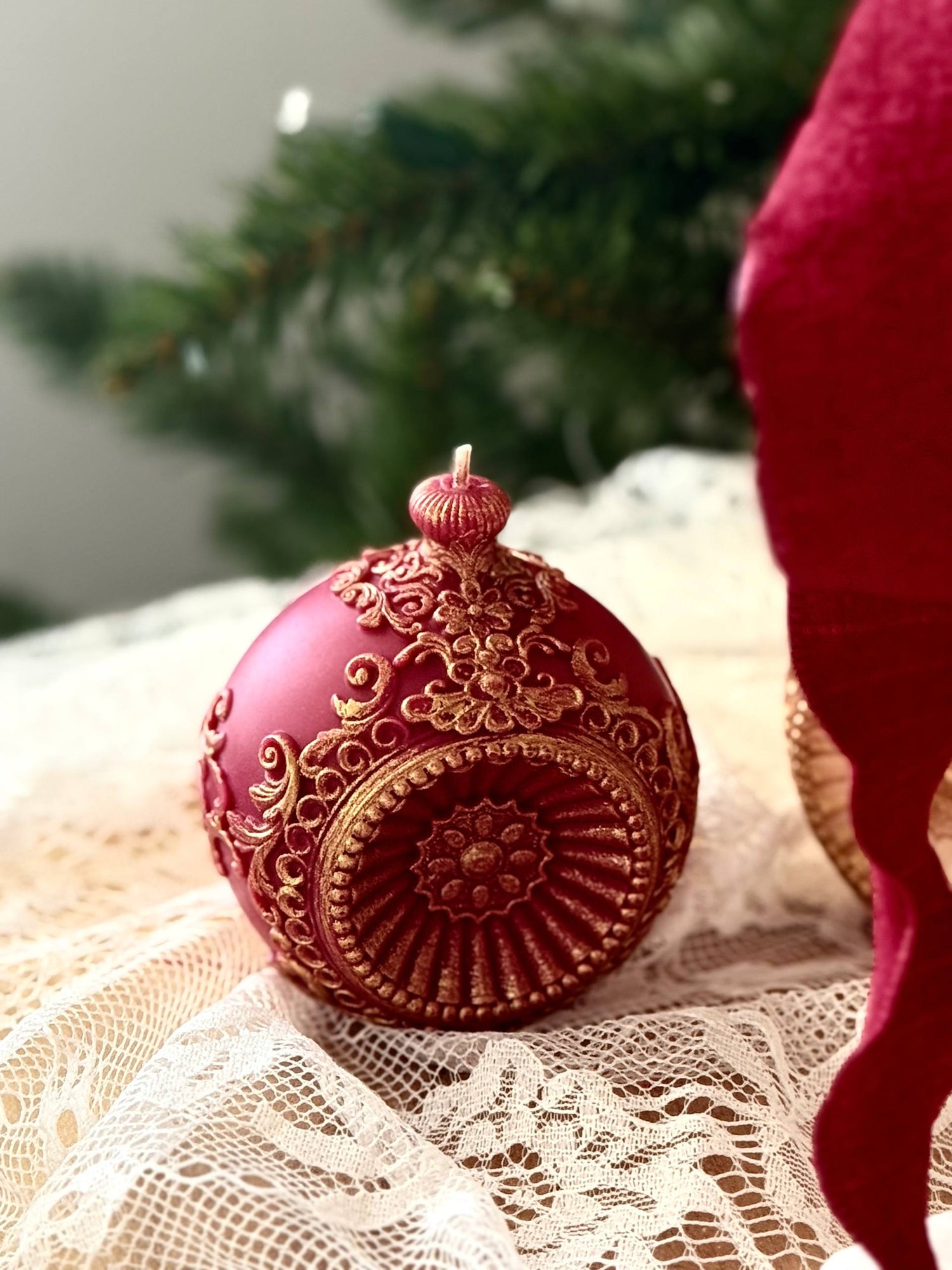 Renaissance Ornament Candle | Vintage Christmas Gift | Holiday Decor Ball