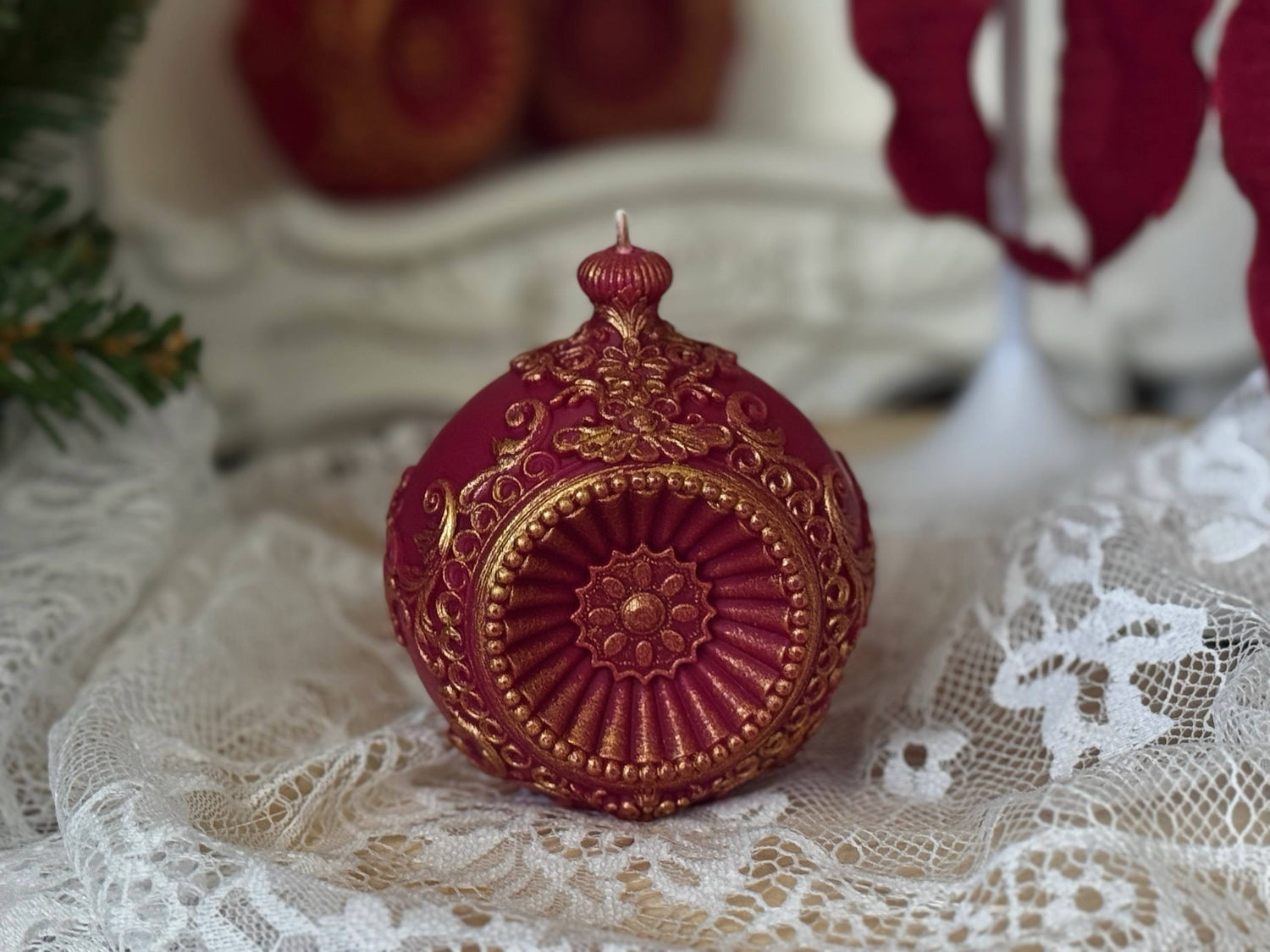 Renaissance Ornament Candle | Vintage Christmas Gift | Holiday Decor Ball