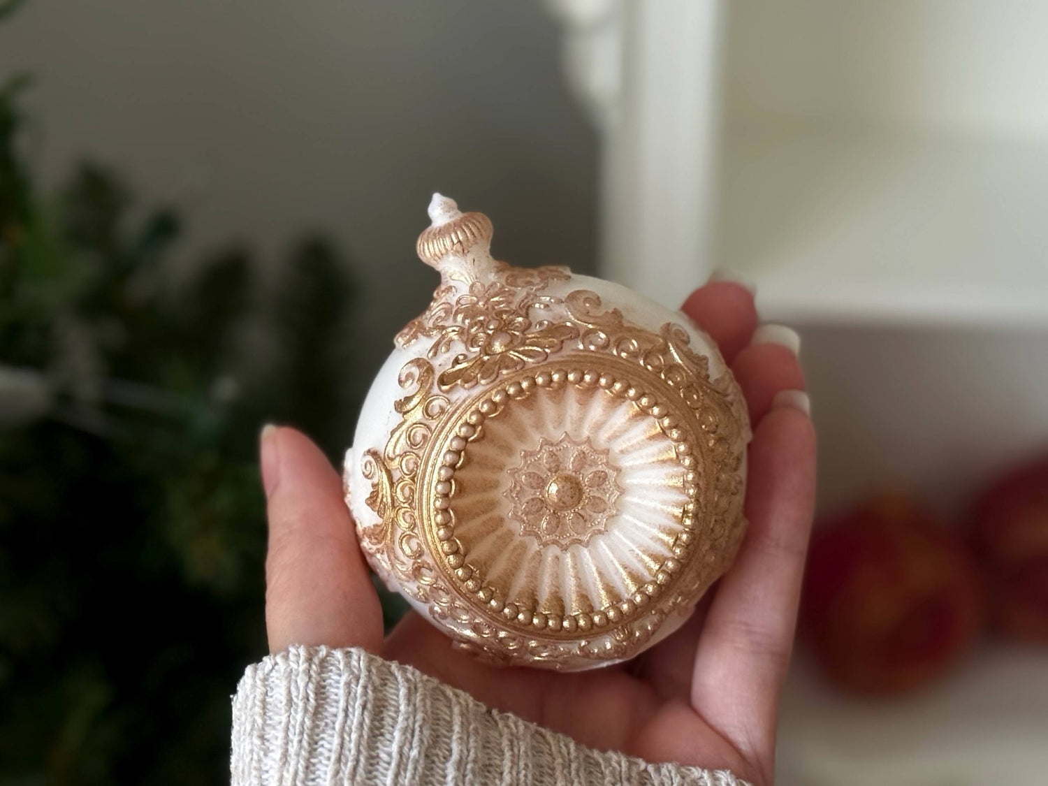 Renaissance Ornament Candle | Vintage Christmas Gift | Holiday Decor Ball