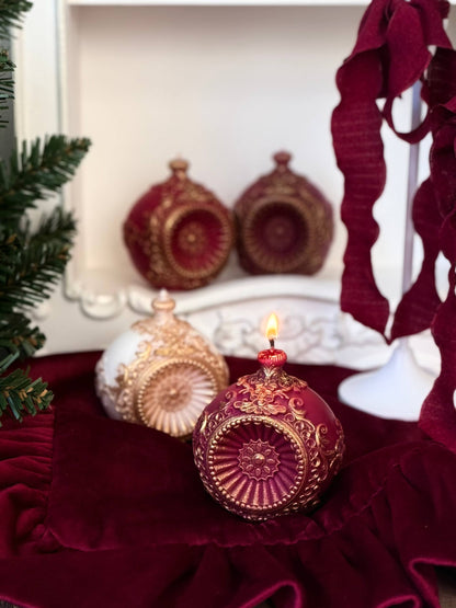 Renaissance Ornament Candle | Vintage Christmas Gift | Holiday Decor Ball