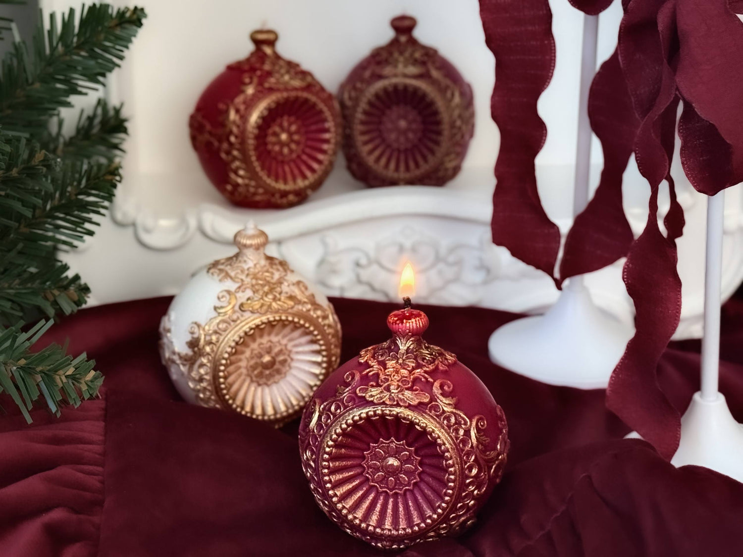 Renaissance Ornament Candle | Vintage Christmas Gift | Holiday Decor Ball