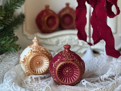 Renaissance Ornament Candle | Vintage Christmas Gift | Holiday Decor Ball