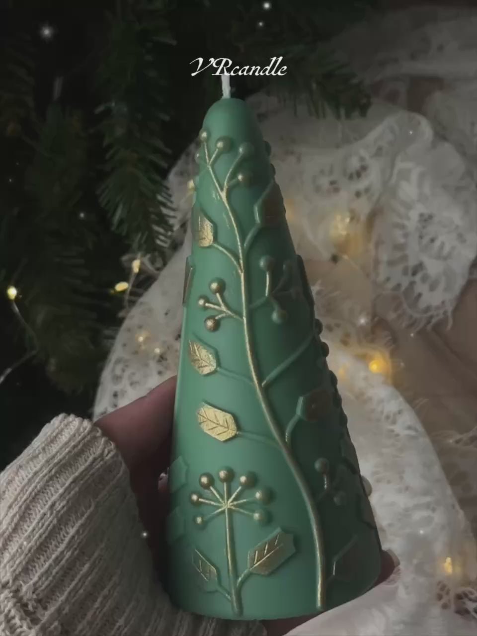 Scandi Christmas Tree Candle: Hand-Poured Soy Wax with Gold | xmas decor