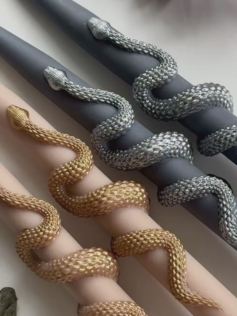 Snake Taper Candles (Set of 2): Gothic Halloween Decor, Witchy decor Gifts, fall candle