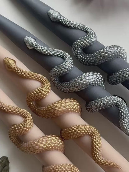 Snake Taper Candles (Set of 2): Gothic Halloween Decor, Witchy decor Gifts, fall candle