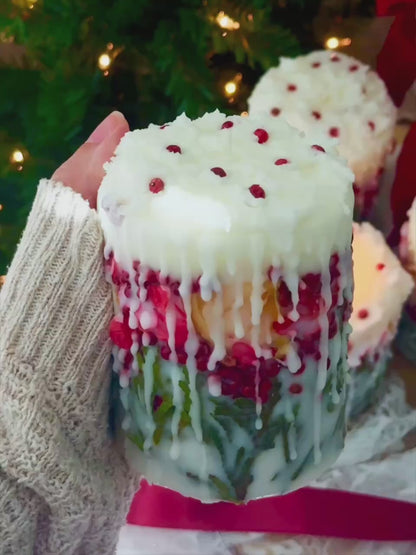 Botanical Christmas Candle: Rustic Holiday Decor with fir sprigs, orange and spices