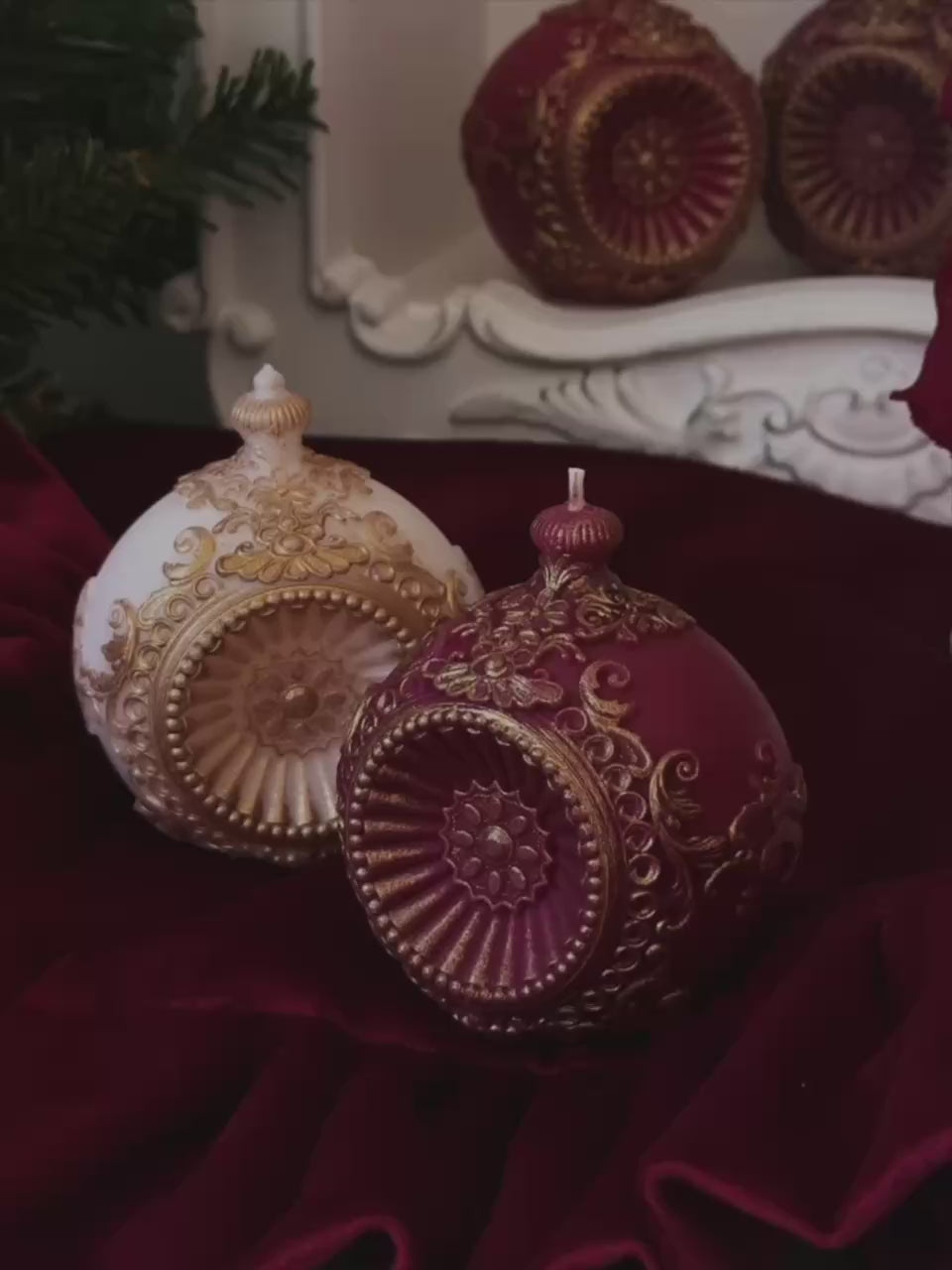 Renaissance Ornament Candle | Vintage Christmas Gift | Holiday Decor Ball