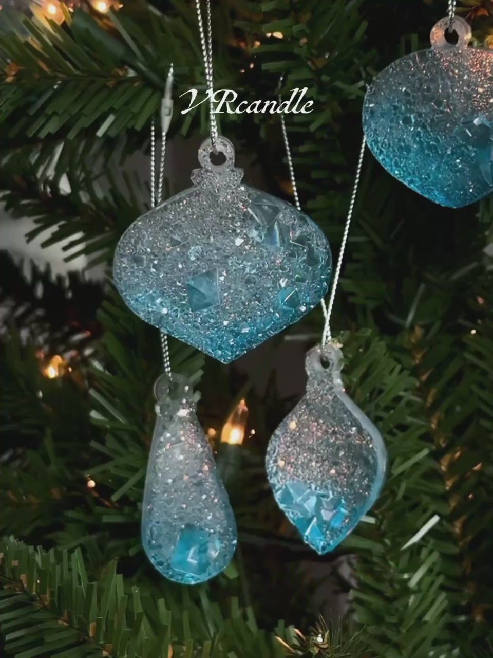 Sparkling Resin Christmas Tree Ornaments: Winter Sparkle Collection
