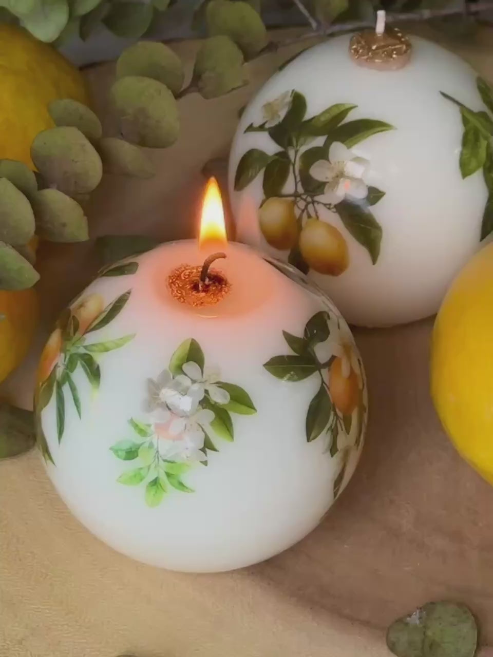 Lemon Scented Soy Beeswax Candle: Italian Summer Decor