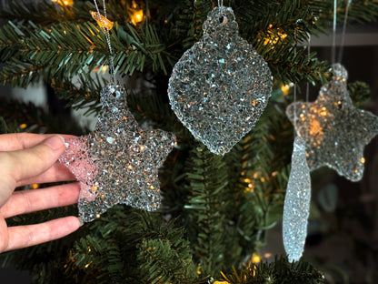 Sparkling Resin Christmas Tree Ornament: Frosted Winter Decor, Jewlery Ornament