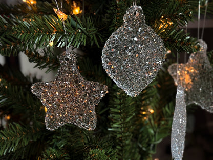 Sparkling Resin Christmas Tree Ornament: Frosted Winter Decor, Jewlery Ornament