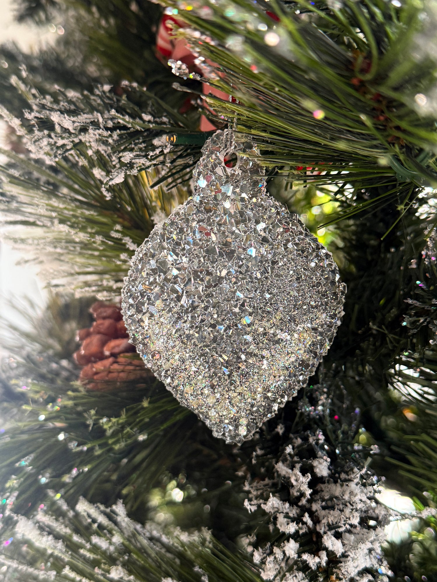 Sparkling Resin Christmas Tree Ornament: Frosted Winter Decor, Jewlery Ornament